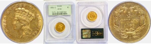1856-S $3 Princess  -  PCGS XF-45