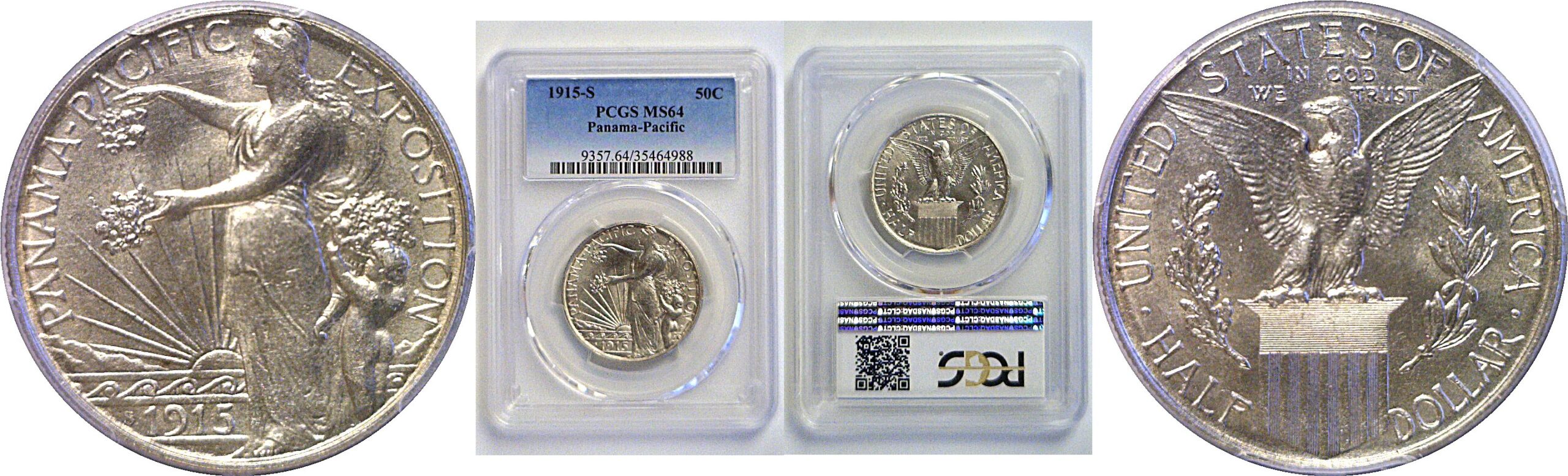 1915-S Panama-Pacific Commemorative Half Dollar. -  PCGS MS-64