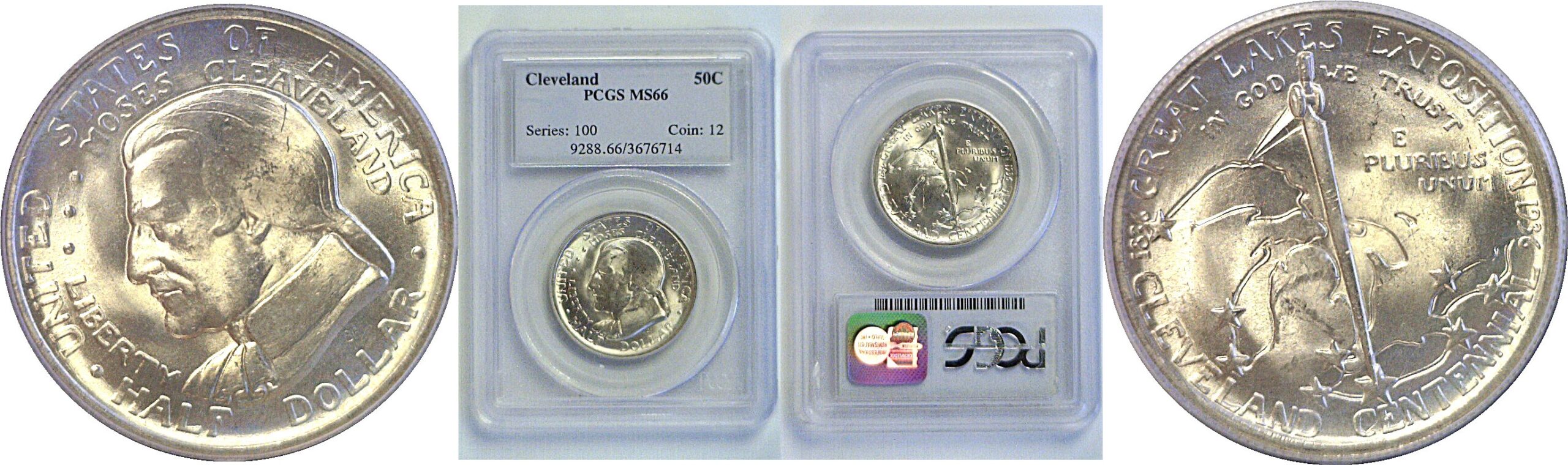 1936 Cleveland Commemorative Half Dollar PCGS MS-66