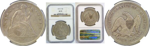 1859-O Seated Liberty Dollar  -  NGC AU-55