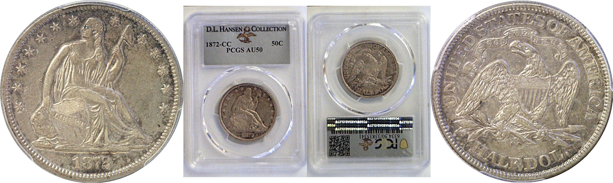 1872-CC Seated Liberty Half Dollar. -  PCGS AU-50