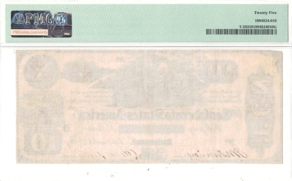 1861 $10 Confederate Note T-29 PMG VF-25 - Image 3