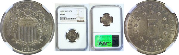 1883 Shield Nickel. -  NGC MS-62