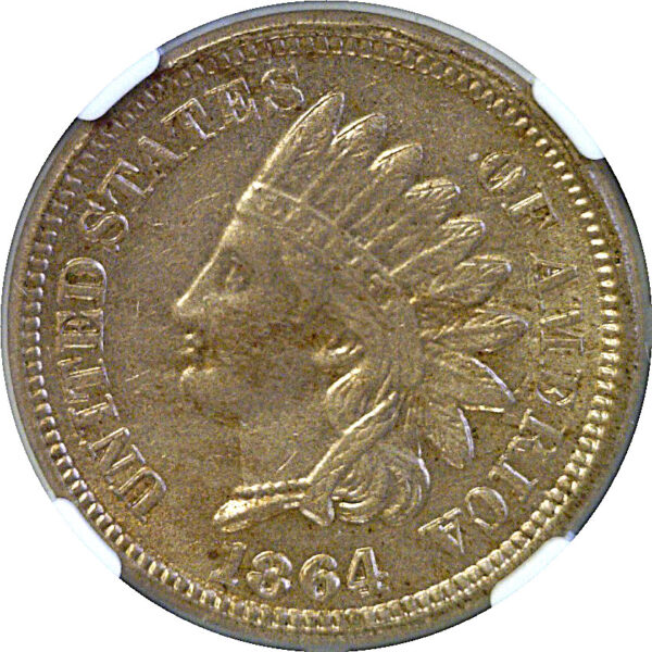 1864-C/N  Indian Head Cent  -  NGC AU-58 - Image 2