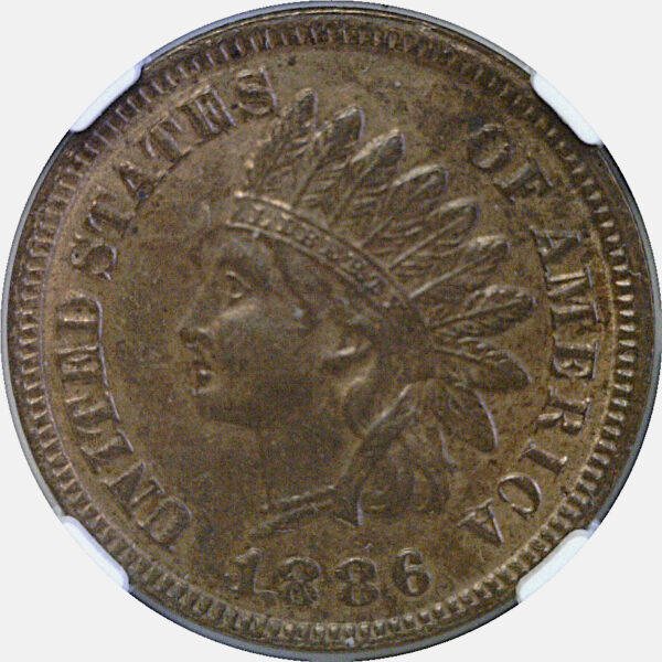 1886 T-1.  Indian Head Cent  -  NGC AU-58 - Image 2