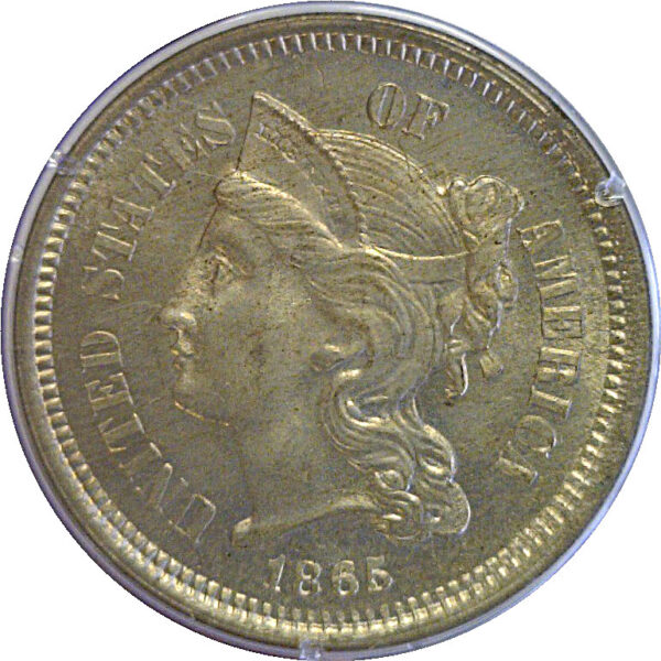 1865 Nickel Three Cent. -  PCGS MS-64.  CAC - Image 2