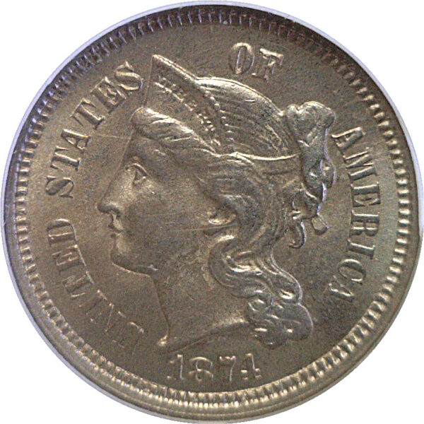 1874 Nickel Three Cent  -  NGC MS-64 - Image 2
