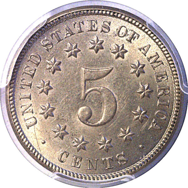 1873 Open 3.  Shield Nickel  -  PCGS MS-62  CAC - Image 3