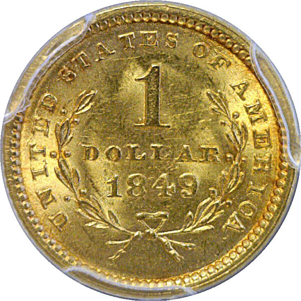 1849 One Dollar Gold Coin  -  PCGS MS-62 - Image 3