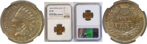 1864-C/N  Indian Head Cent  -  NGC AU-58
