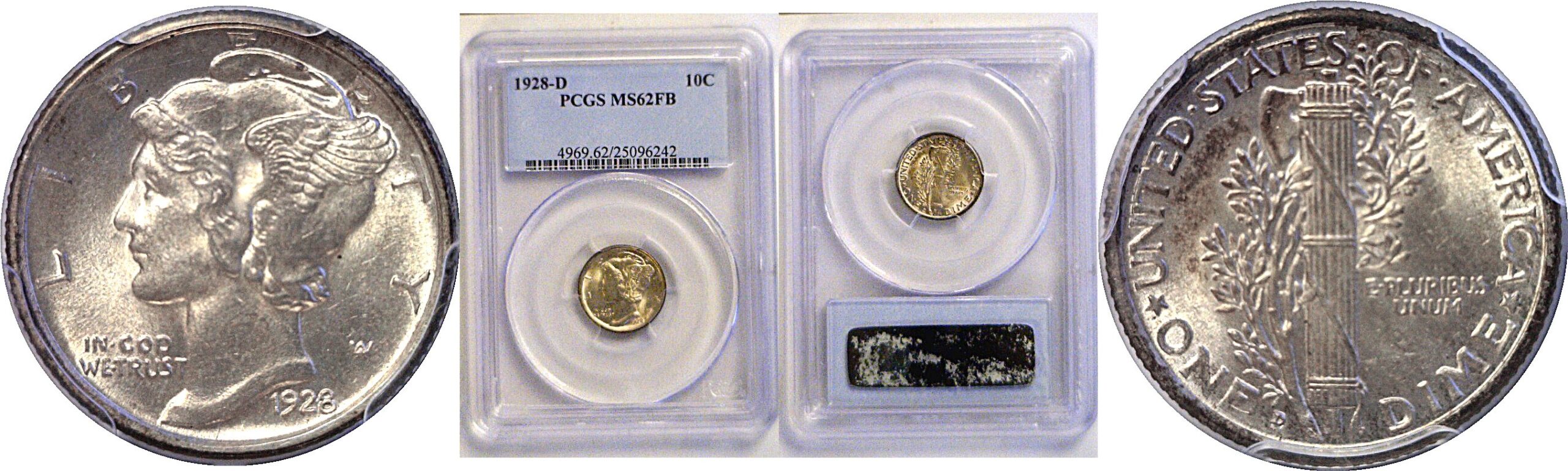 1928-D Mercury Dime  -  PCGS MS-62 FB