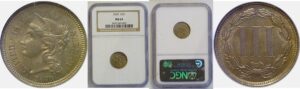 1870 Nickel Three Cent  NGC MS-64