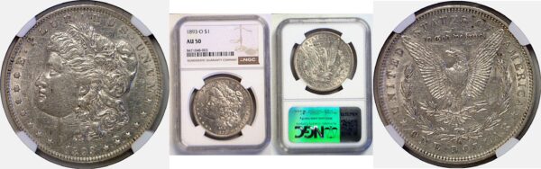 1893-O Morgan Dollar  -  NGC AU-50
