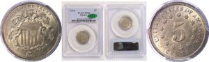 1873 Open 3.  Shield Nickel  -  PCGS MS-62  CAC