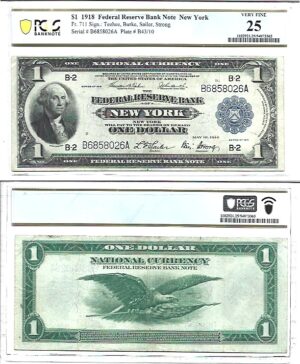 1918 $1 Federal Reserve Bank Note Fr-711 PCGS VF-25