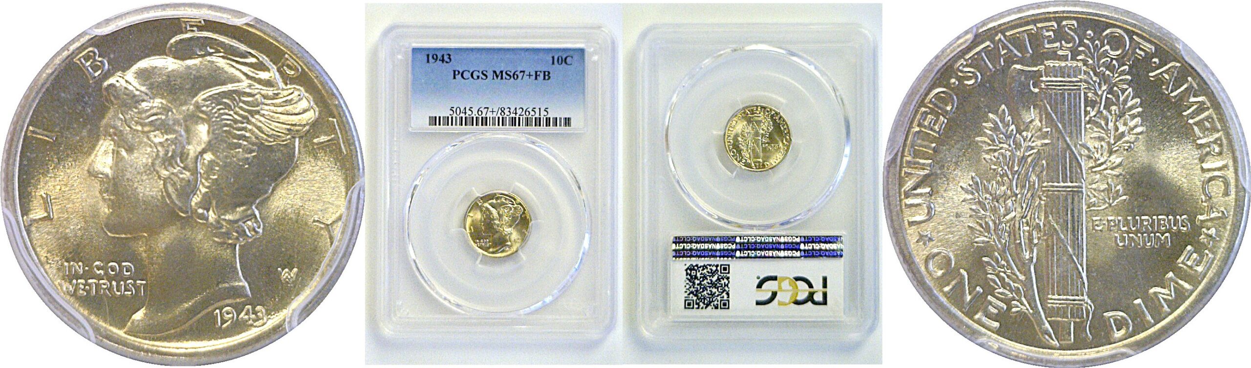 1943 Mercury Dime   PCGS MS-67+ FB