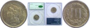1865 Nickel Three Cent. -  PCGS MS-64.  CAC