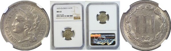 1873 Nickel Three Cent  -  NGC MS-62