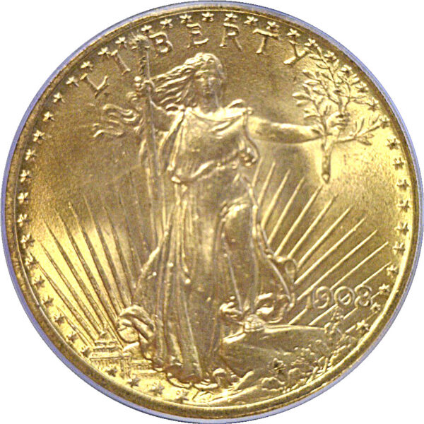 1908 No Motto.  $20 St. Gaudens  -  PCGS MS-66 - Image 2