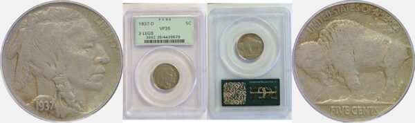 1937-D 3-legs.  Buffalo Nickel  -  PCGS VF-35