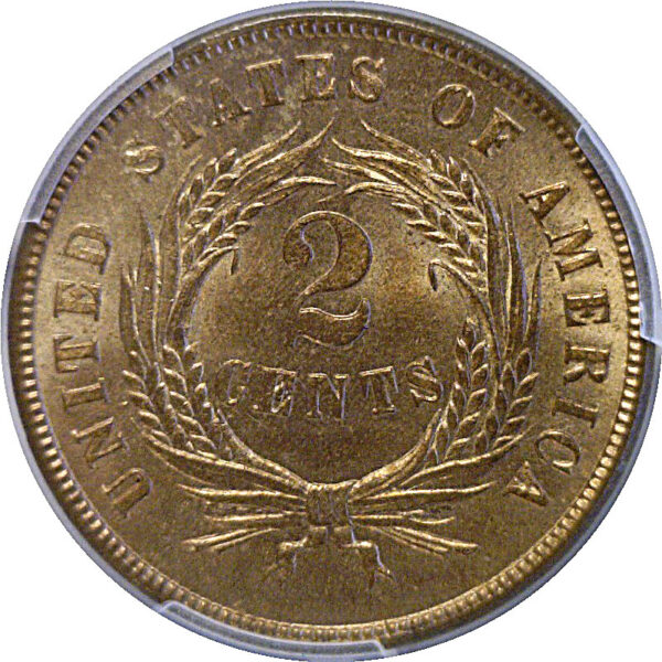 1865 Two Cent Piece. -  PCGS MS-65+ RD.  CAC - Image 3