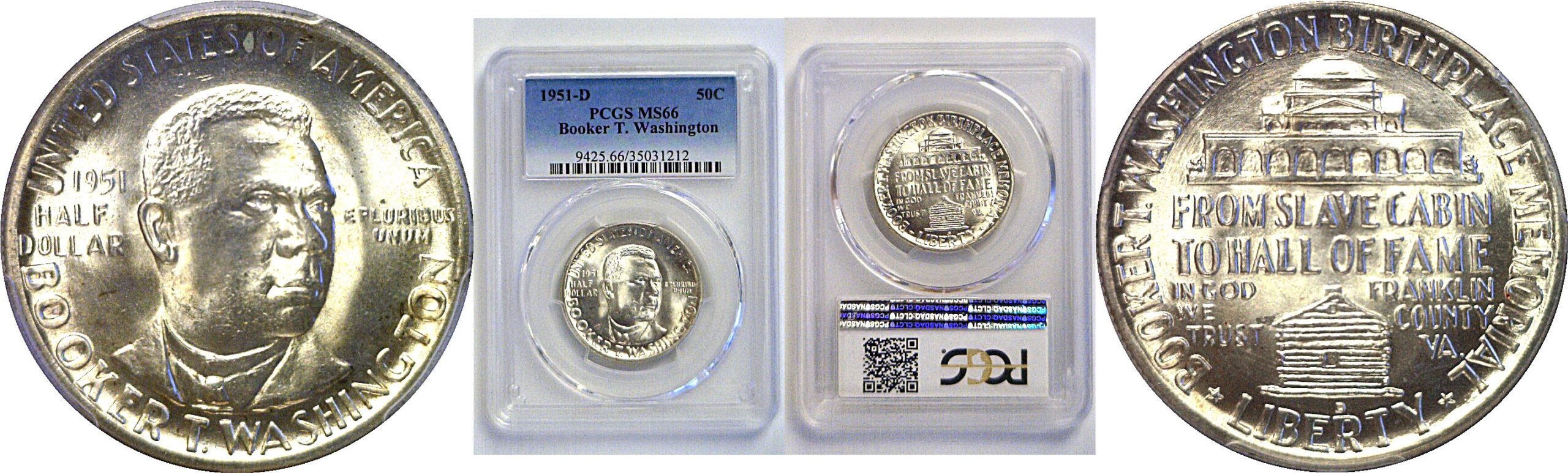 1951-D Booker T. Washington Commemorative Half Dollar PCGS MS-66