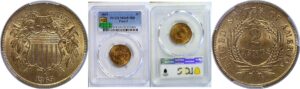 1865 Two Cent Piece. -  PCGS MS-65+ RD.  CAC