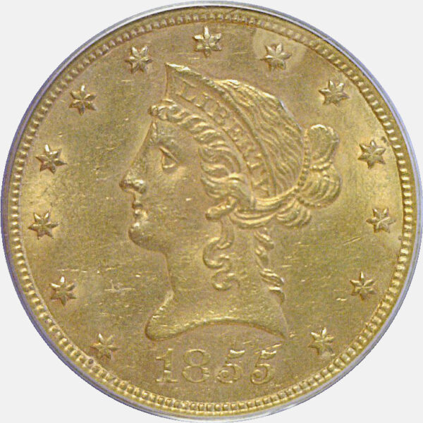 1855 $10 Liberty  -  PCGS AU-58 - Image 2