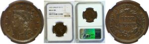 1855 Large Cent  -  NGC MS-61 BN