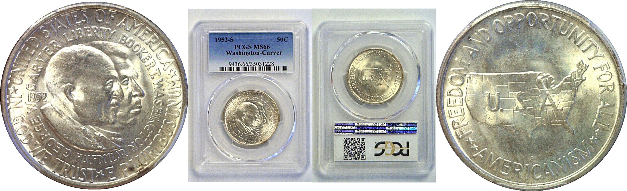 1952-S Washington-Carver Commemorative Half Dollar. -  PCGS MS-66