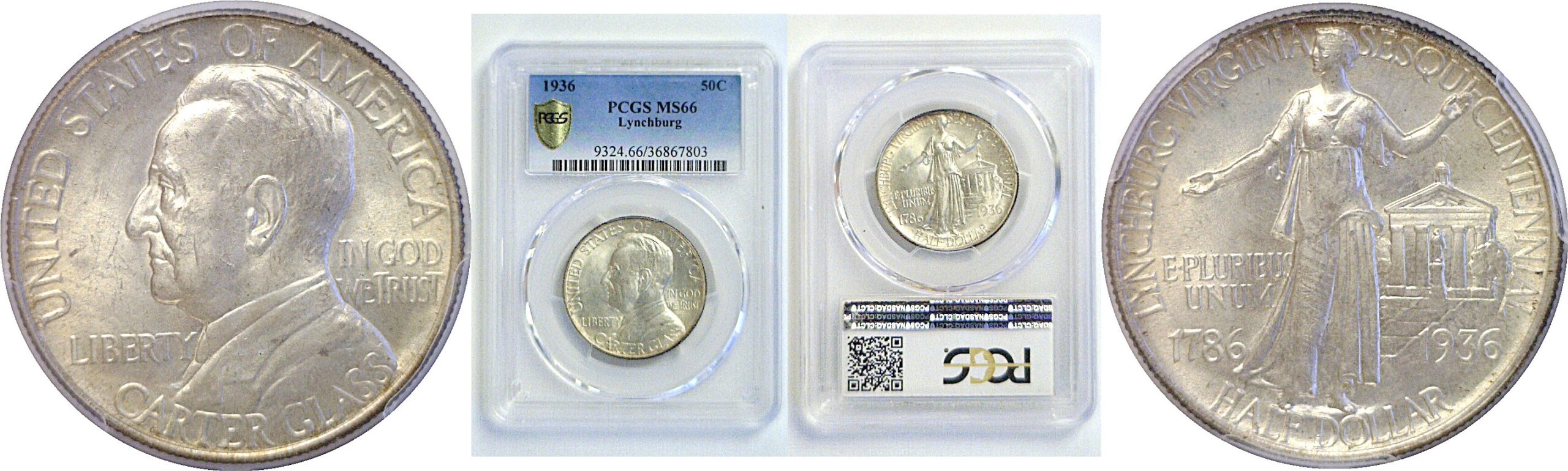 1936 Lynchburg Commemorative Half Dollar  -  PCGS MS-66