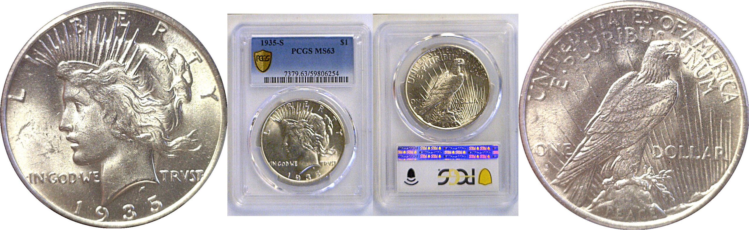 1935-S Peace Dollar  -  PCGS MS-63