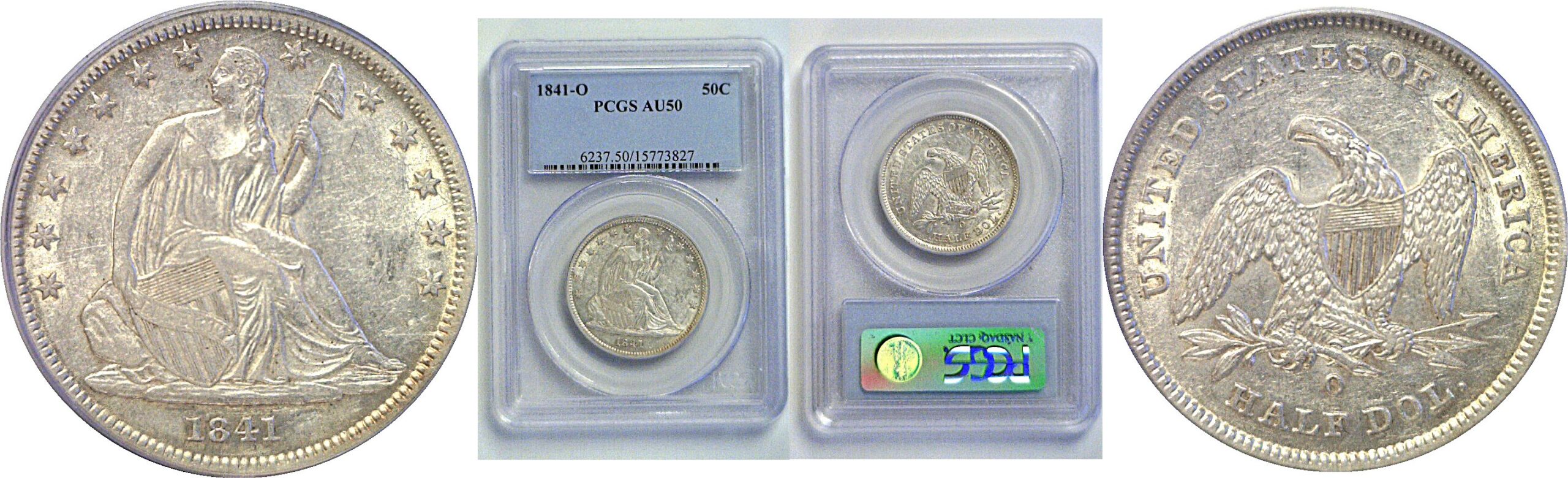 1841-O Seated Liberty Half Dollar   -  PCGS AU-50