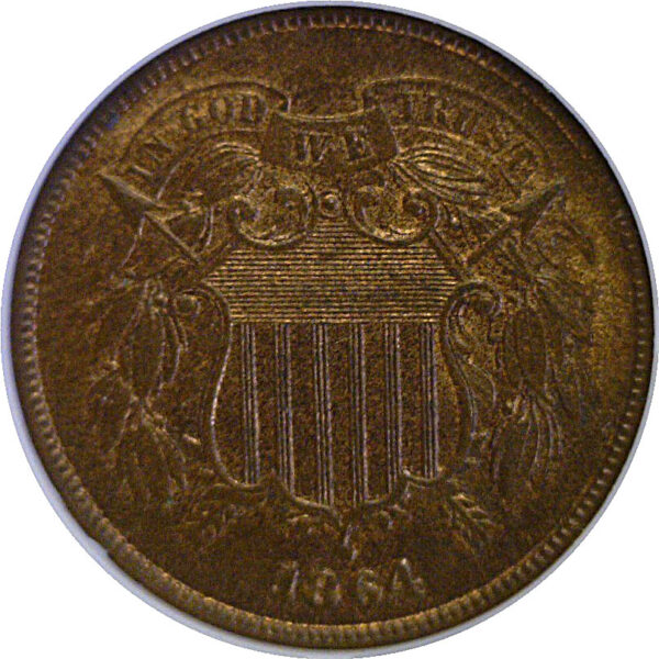 1864 Large Motto.  Two Cent  -  NGC MS-64 RB - Image 2