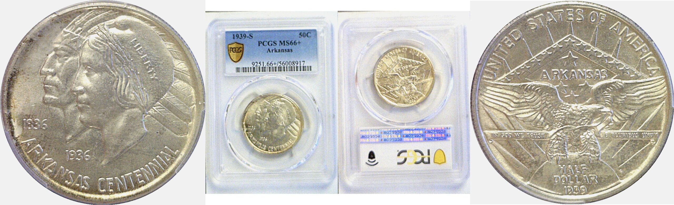 1939-S Arkansas Commemorative Half Dollar  -  PCGS MS-66+
