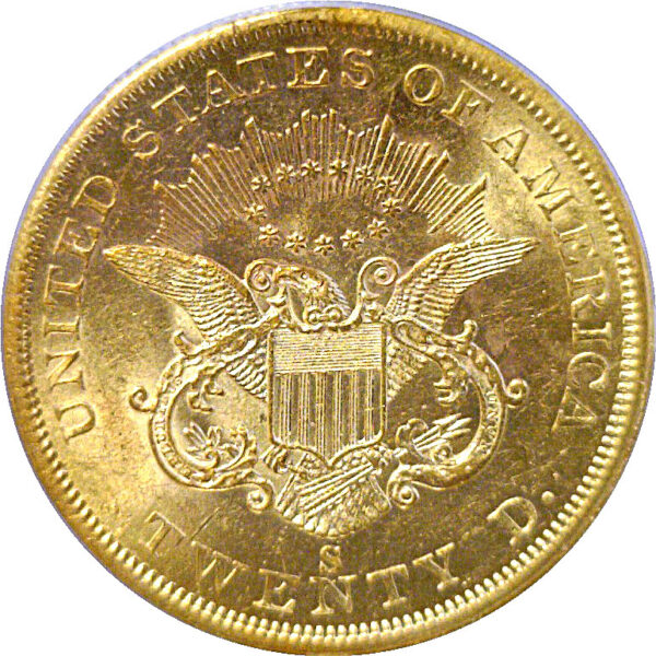 1856-S $20 Liberty  -  PCGS AU-58 - Image 3