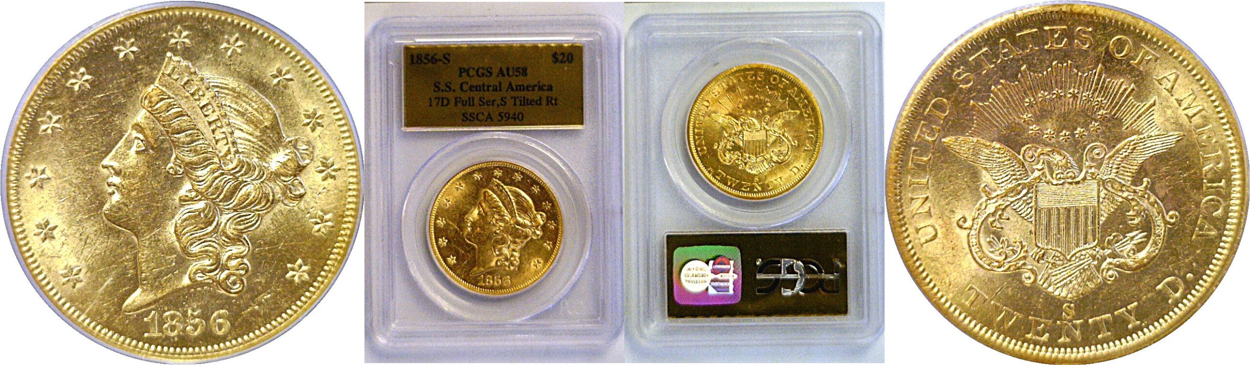 1856-S $20 Liberty  -  PCGS AU-58
