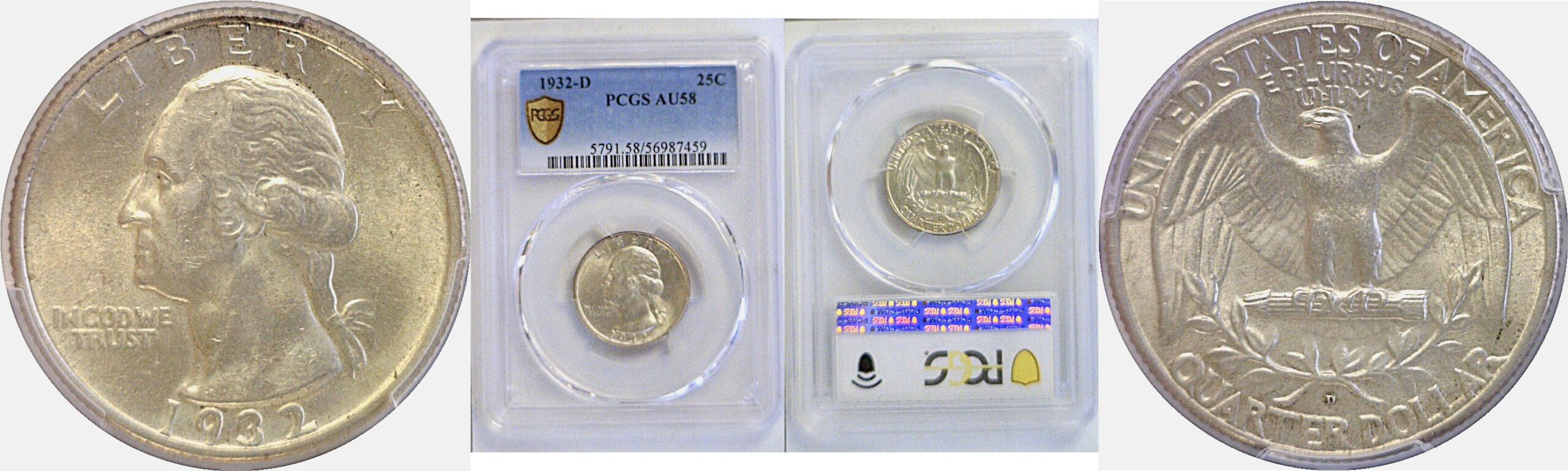 1932-D Washington Quarter  -  PCGS AU-58