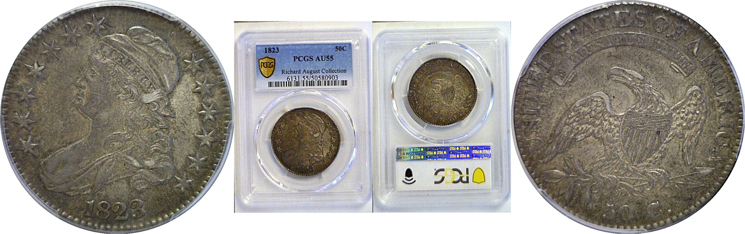1823 Bust Half Dollar. -  PCGS AU-55