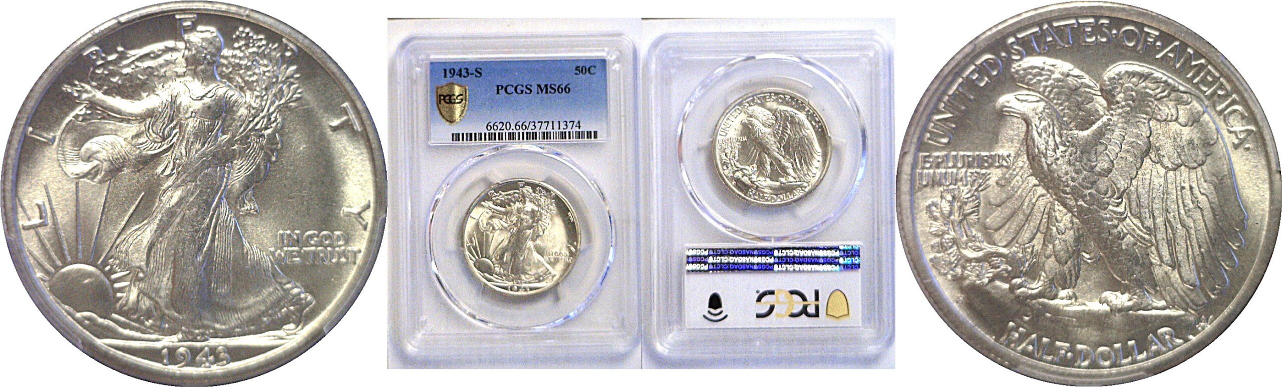 1943-S Walking Liberty Half Dollar  -  PCGS MS-66