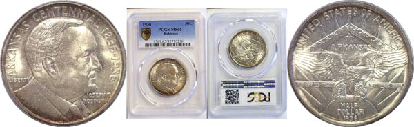 1936 Robinson-Arkansas Commemorative Half Dollar  -  PCGS MS-65