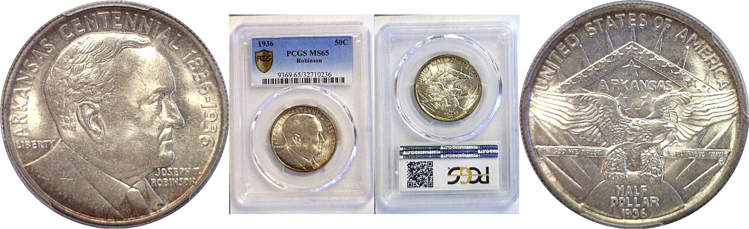1936 Robinson-Arkansas Commemorative Half Dollar  -  PCGS MS-65