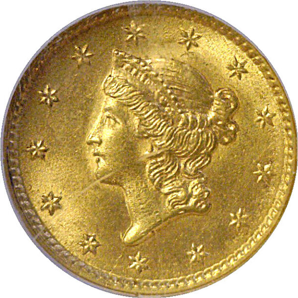 1853 One Dollar Gold Coin  -  NGC MS-64  CAC - Image 2