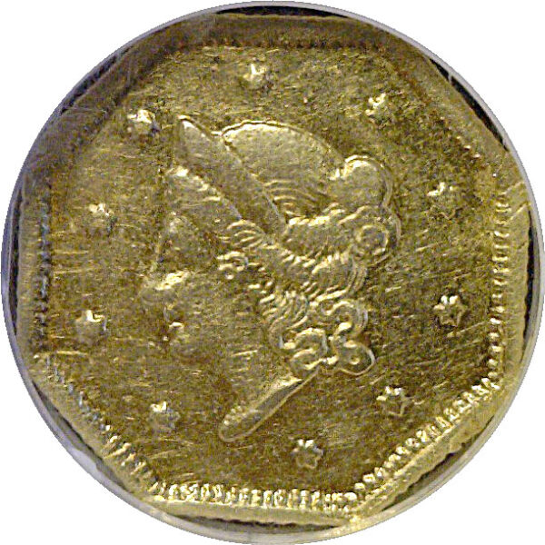 1853 $1 California Fractional Gold   BG-505   NGC AU-55 - Image 2