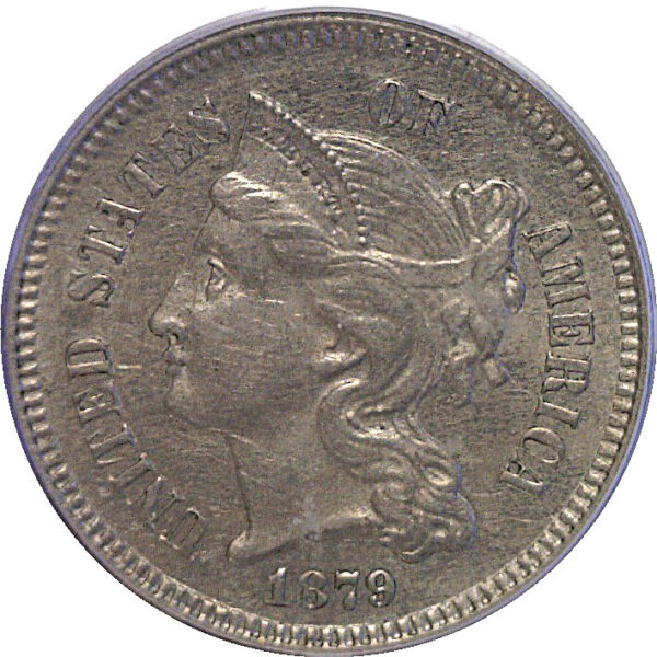 1879 Nickel Three Cent  -  PCGS AU-55 - Image 2