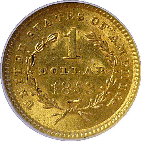 1853 One Dollar Gold Coin  -  NGC MS-64  CAC - Image 3