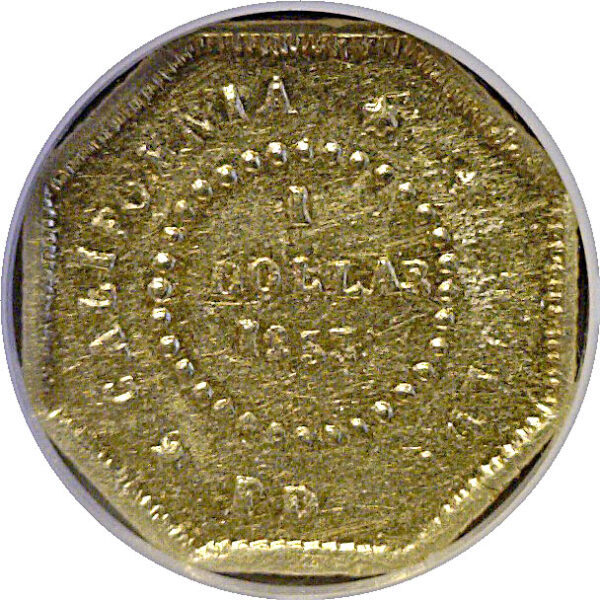 1853 $1 California Fractional Gold   BG-505   NGC AU-55 - Image 3