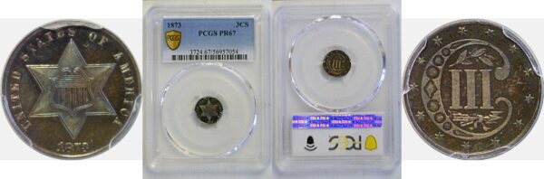 1873 Silver Three Cent  -  PCGS PR-67