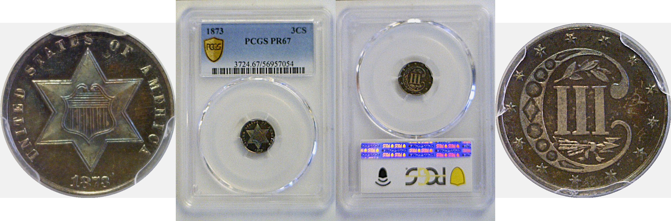 1873 Silver Three Cent  -  PCGS PR-67