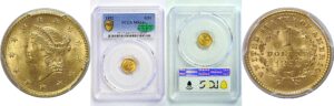 1852 One Dollar Gold Coin. -  PCGS MS-64+.  CAC